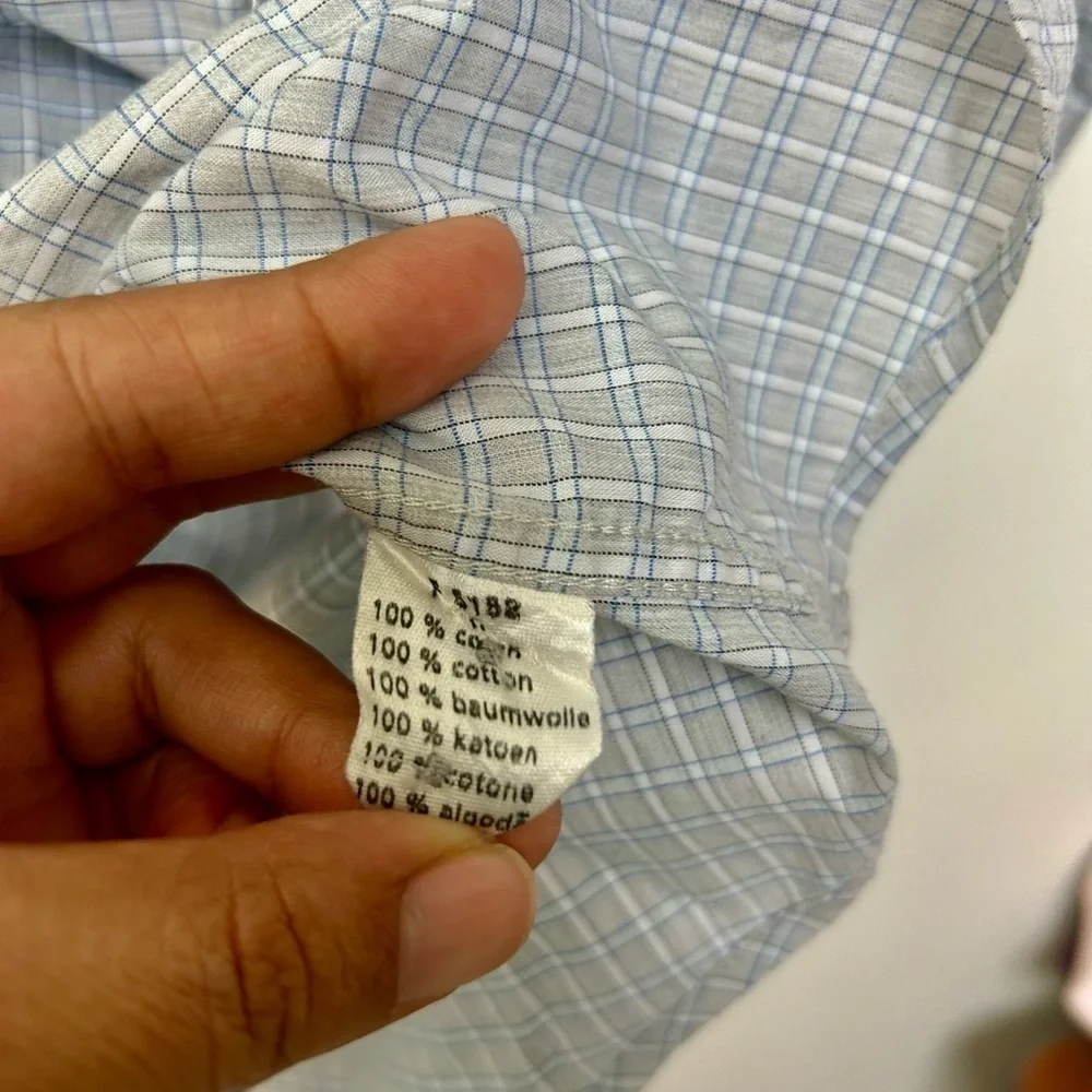 LACOSTE MENS STRIPED BUTTON DOWN SHIRT BLUE GRAY SIZE 42 Us L Minimalist classic